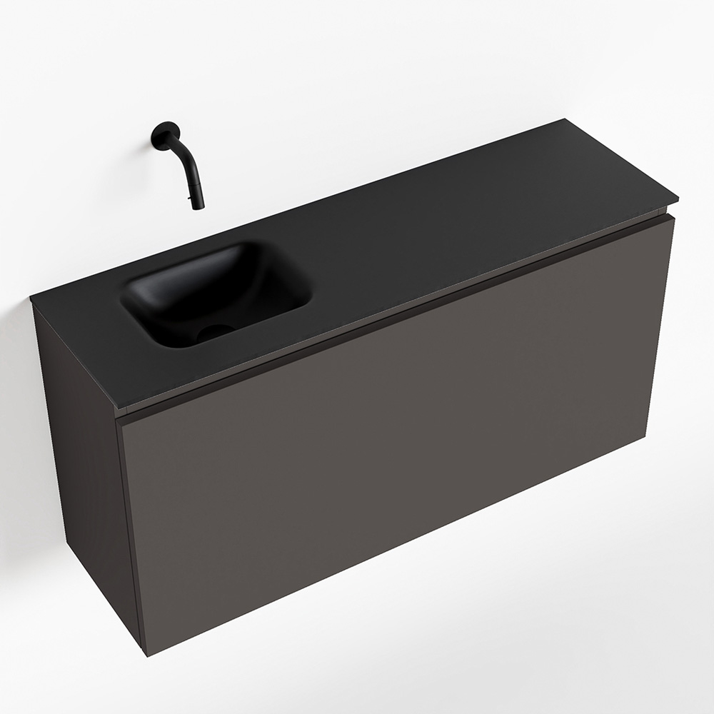 MONDIAZ OLAN 100cm toiletmeubel dark grey. LEX wastafel urban links geen kraangat
