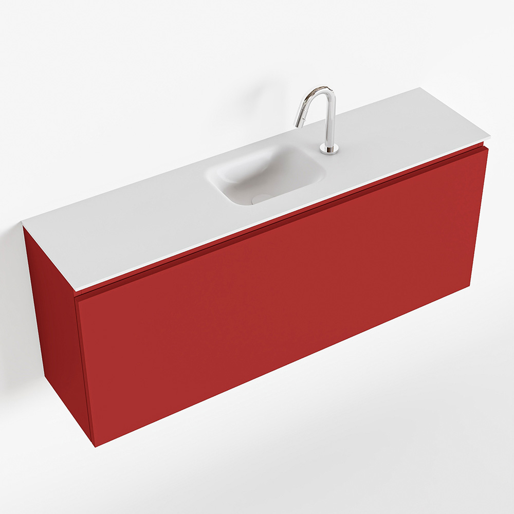 MONDIAZ OLAN 120cm toiletmeubel fire. LEX wastafel talc midden 1 kraangat