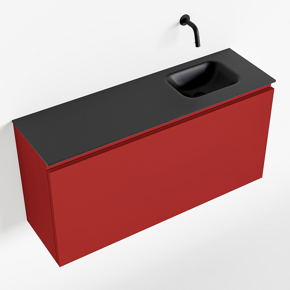 MONDIAZ OLAN 100cm toiletmeubel fire. LEX wastafel urban rechts geen kraangat