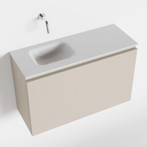 MONDIAZ OLAN 80cm toiletmeubel linen. LEX wastafel talc links geen kraangat