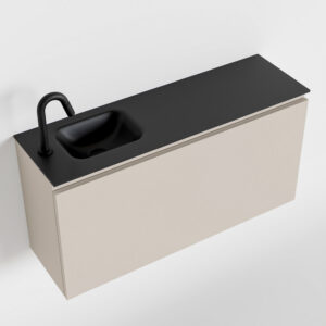 MONDIAZ OLAN 100cm toiletmeubel linen. LEX wastafel urban links 1 kraangat