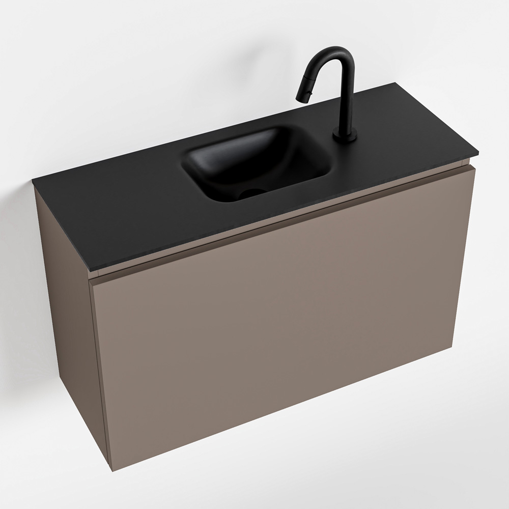 MONDIAZ OLAN 80cm toiletmeubel smoke. LEX wastafel urban midden 1 kraangat