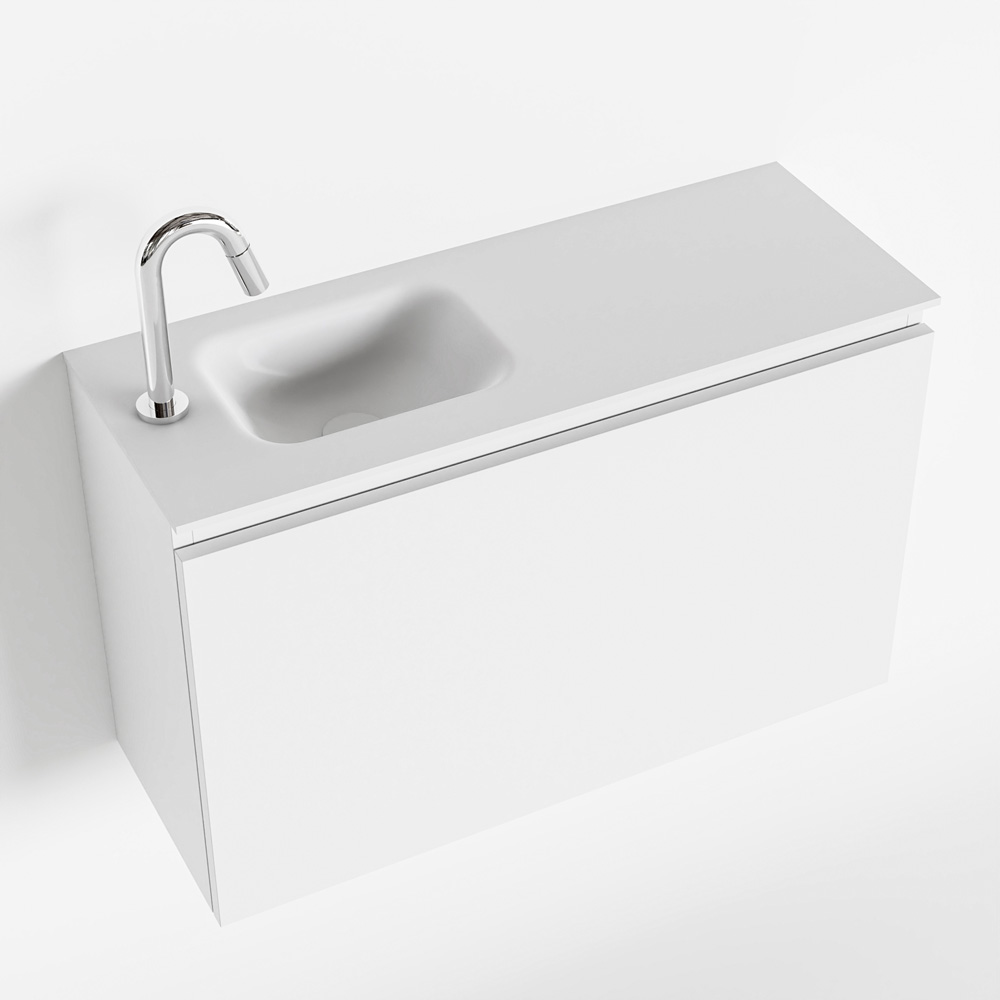 MONDIAZ OLAN 80cm toiletmeubel talc. LEX wastafel talc links 1 kraangat