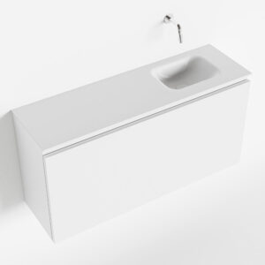 MONDIAZ OLAN 100cm toiletmeubel talc. LEX wastafel talc rechts geen kraangat