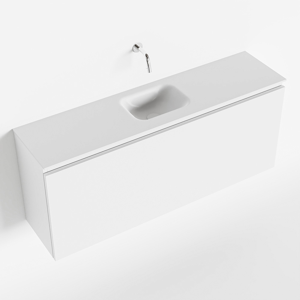 MONDIAZ OLAN 120cm toiletmeubel talc. LEX wastafel talc midden geen kraangat