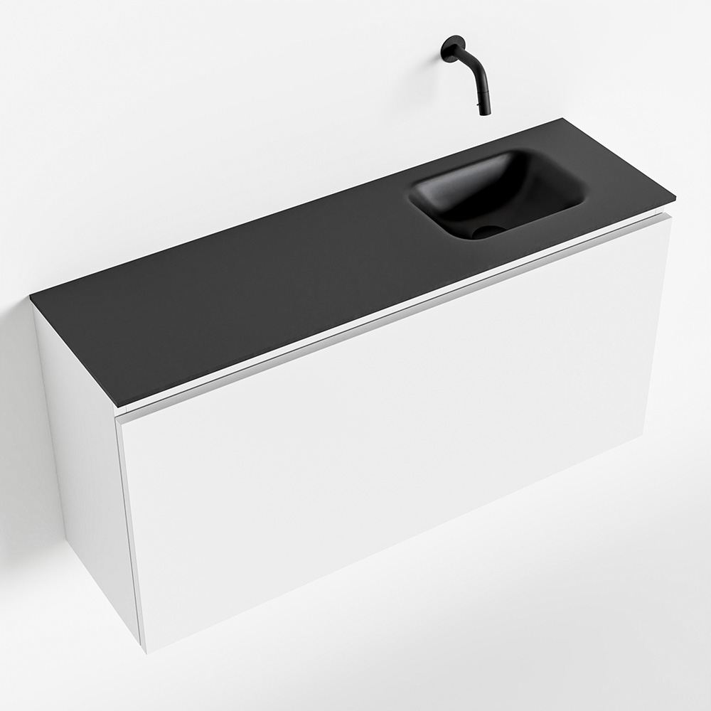 MONDIAZ OLAN 100cm toiletmeubel talc. LEX wastafel urban rechts geen kraangat