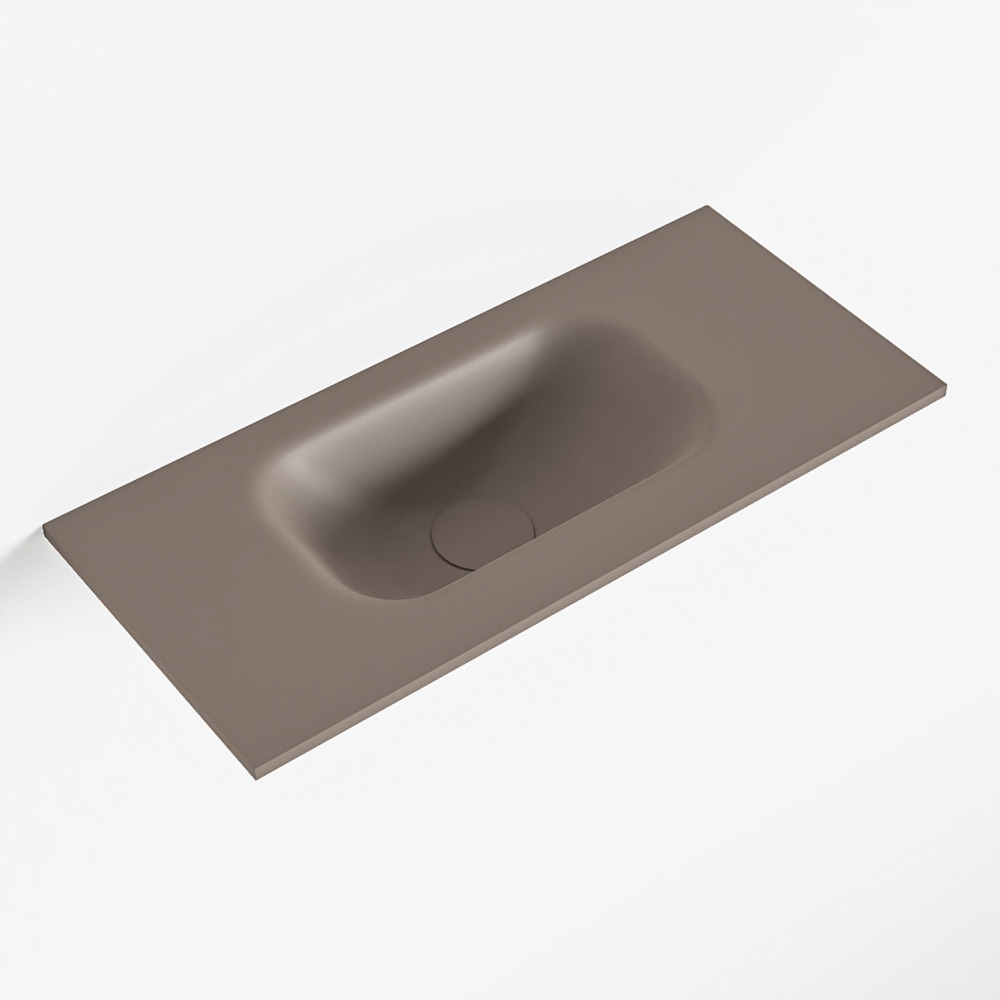 MONDIAZ EDEN Smoke solid surface inleg wastafel voor toiletmeubel 50cm. Positie wasbak links