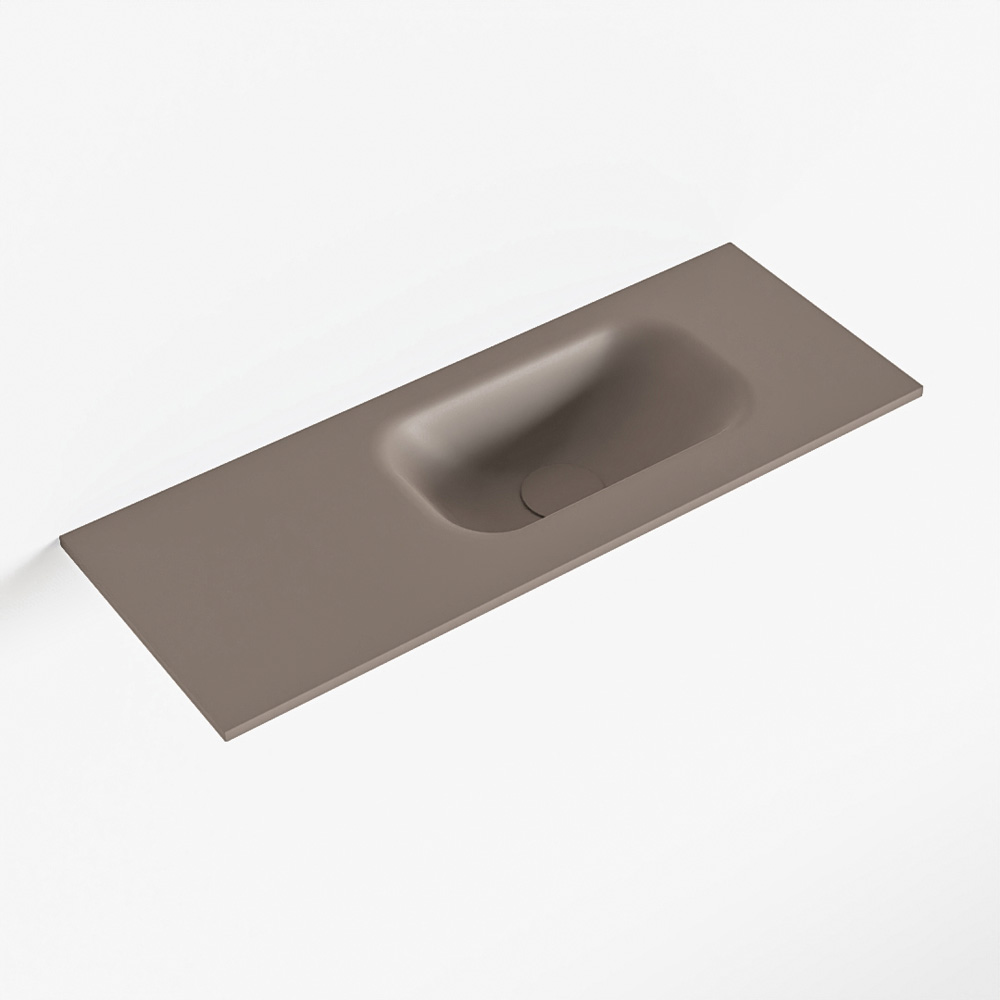 MONDIAZ EDEN Smoke solid surface inleg wastafel voor toiletmeubel 60cm. Positie wasbak rechts
