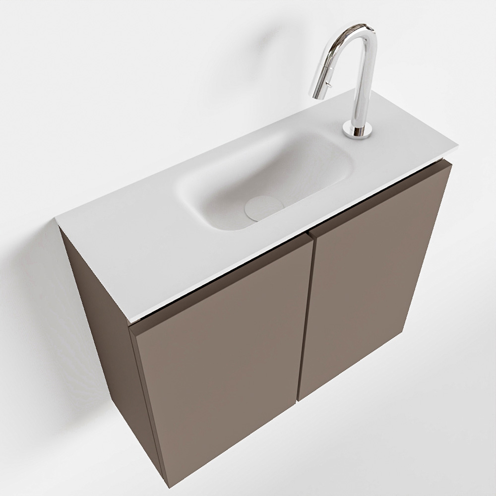 MONDIAZ TURE 60cm toiletmeubel smoke. EDEN wastafel talc midden 1 kraangat