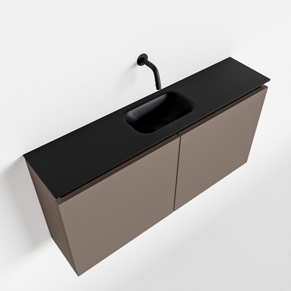 MONDIAZ TURE 100cm toiletmeubel smoke. EDEN wastafel urban midden geen kraangat