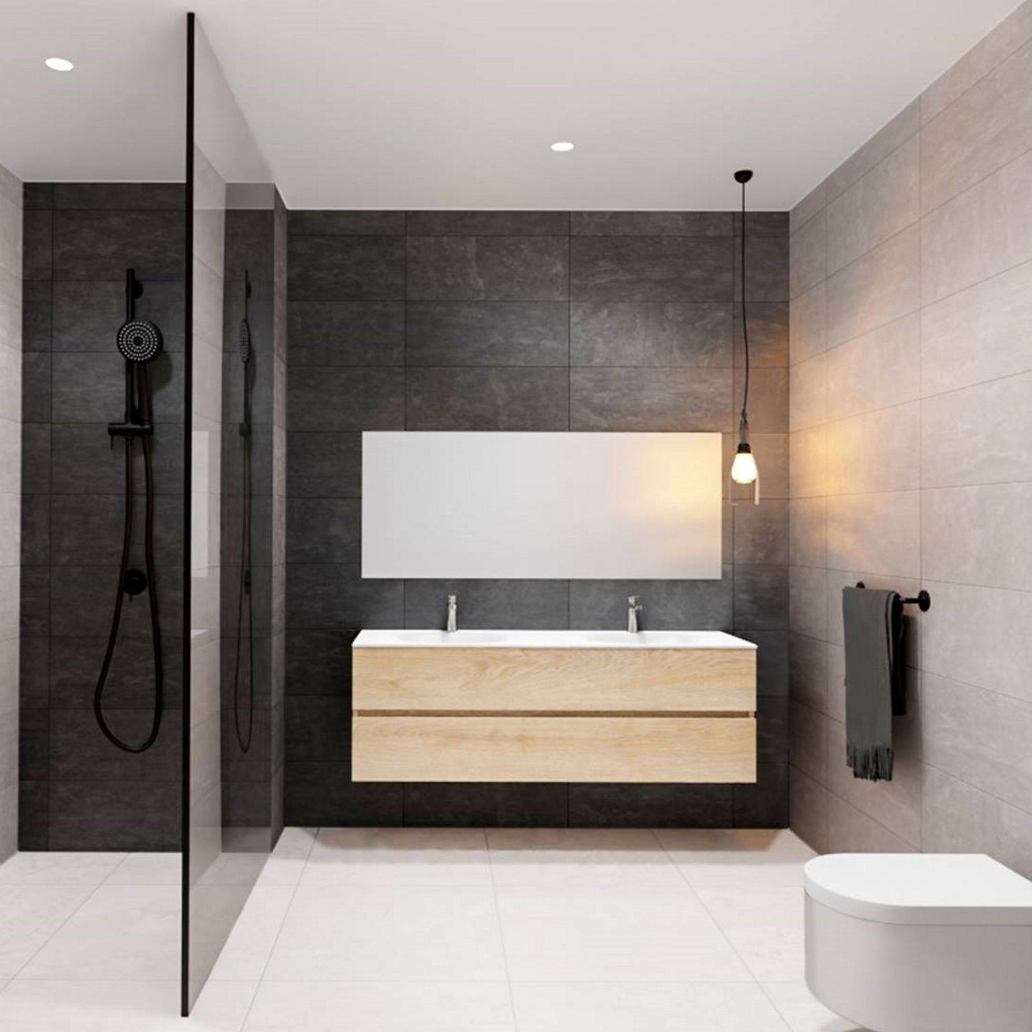 Badkamermeubel Solid Surface BWS Oslo 150x46 cm Rechts Wood Washed Oak (0 kraangaten)