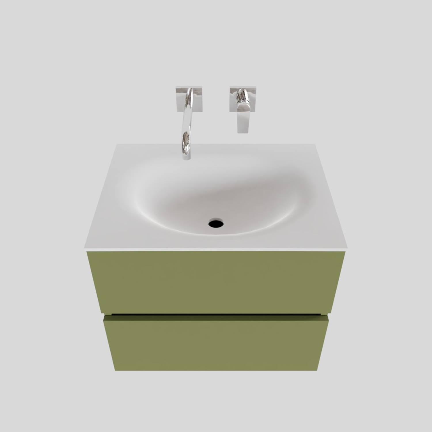 Badkamermeubel Solid Surface BWS Stockholm 60x46 cm Mat Groen (zonder kraangat)