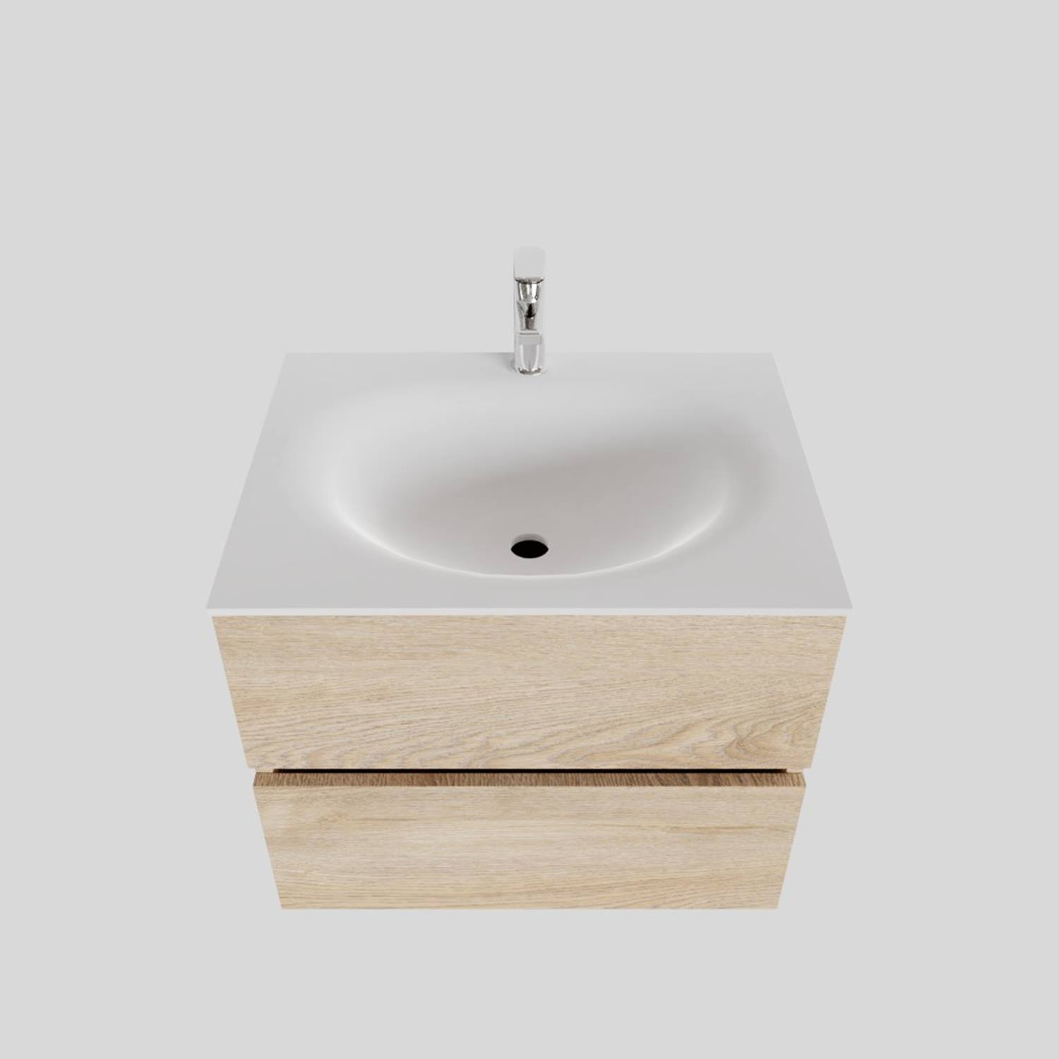 Badkamermeubel Solid Surface BWS Stockholm 60x46 cm Wood Washed Oak (1 kraangat)