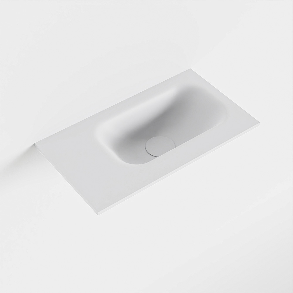 MONDIAZ EDEN Talc solid surface inleg wastafel voor toiletmeubel 40cm. Positie wasbak rechts