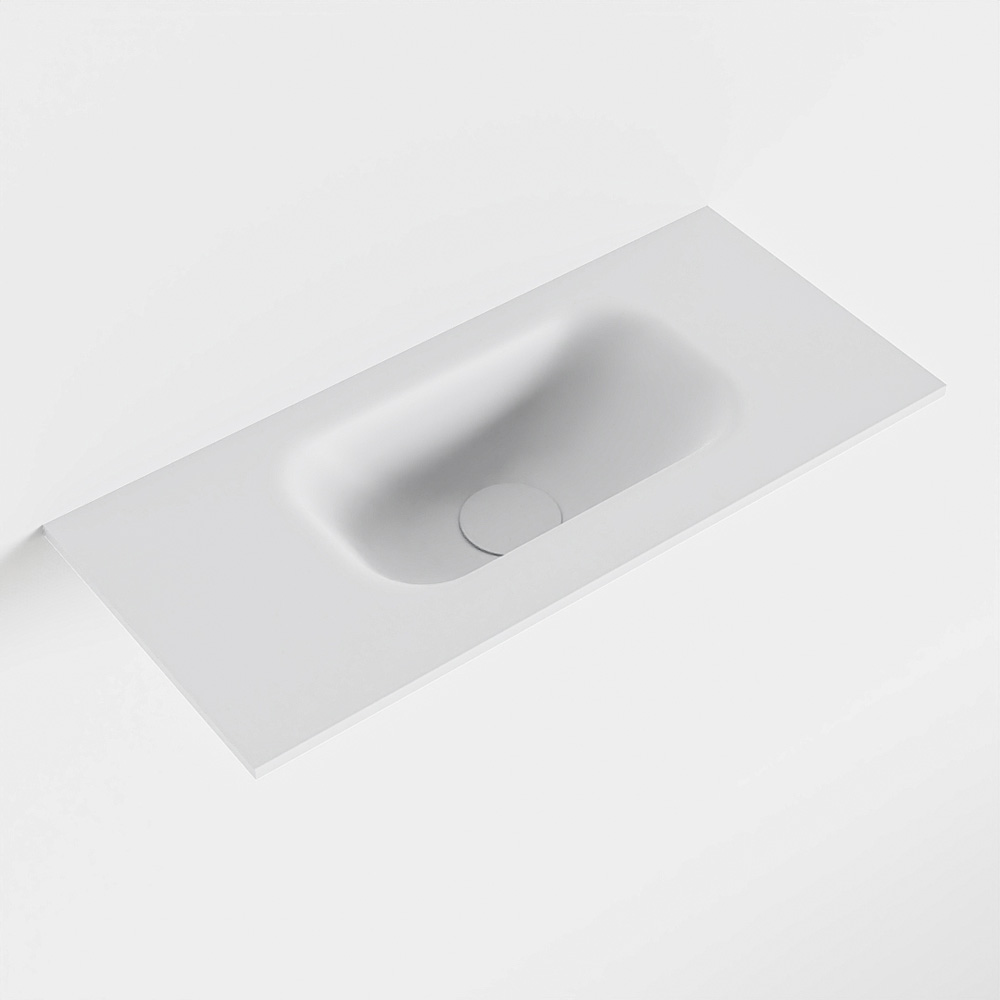 MONDIAZ EDEN Talc solid surface inleg wastafel voor toiletmeubel 50cm. Positie wasbak rechts