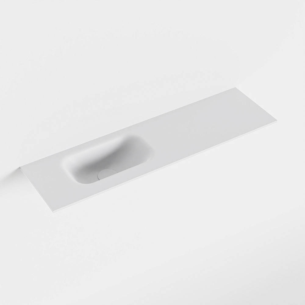 MONDIAZ EDEN Talc solid surface inleg wastafel voor toiletmeubel 80cm. Positie wasbak links