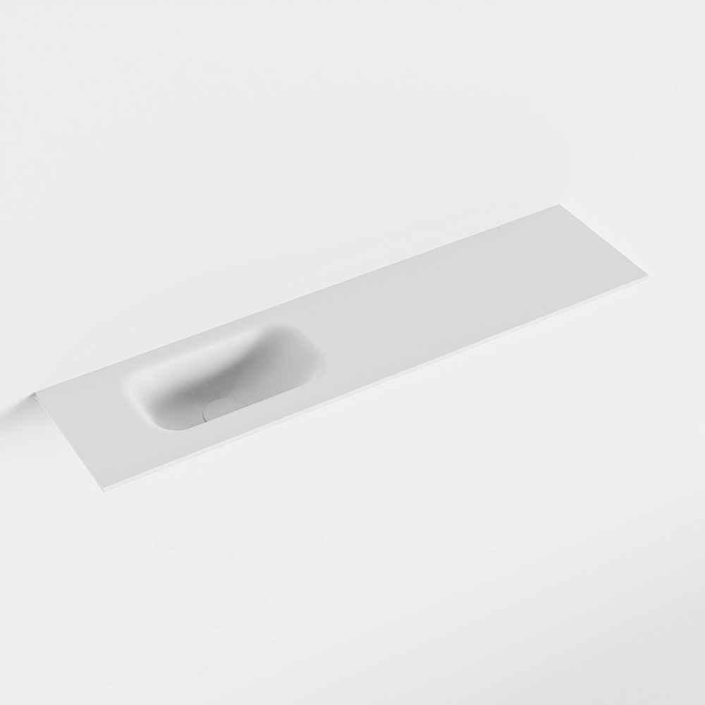 MONDIAZ EDEN Talc solid surface inleg wastafel voor toiletmeubel 90cm. Positie wasbak links