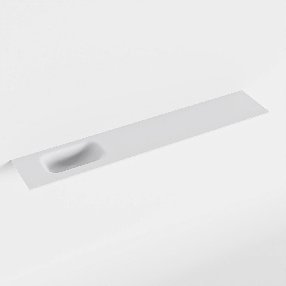 MONDIAZ EDEN Talc solid surface inleg wastafel voor toiletmeubel 120cm. Positie wasbak links