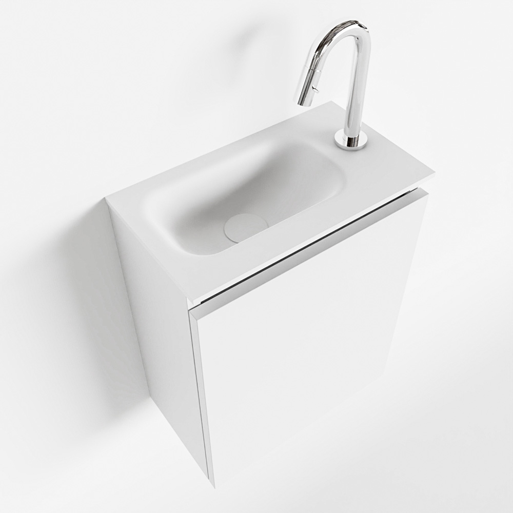 MONDIAZ TURE 40cm toiletmeubel talc. EDEN wastafel talc links 1 kraangat