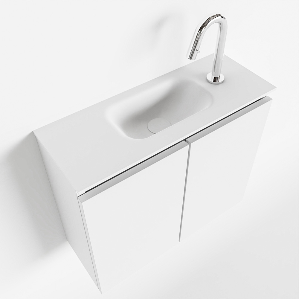 MONDIAZ TURE 60cm toiletmeubel talc. EDEN wastafel talc midden 1 kraangat