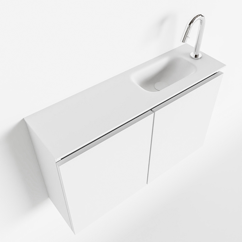 MONDIAZ TURE 80cm toiletmeubel talc. EDEN wastafel talc rechts 1 kraangat