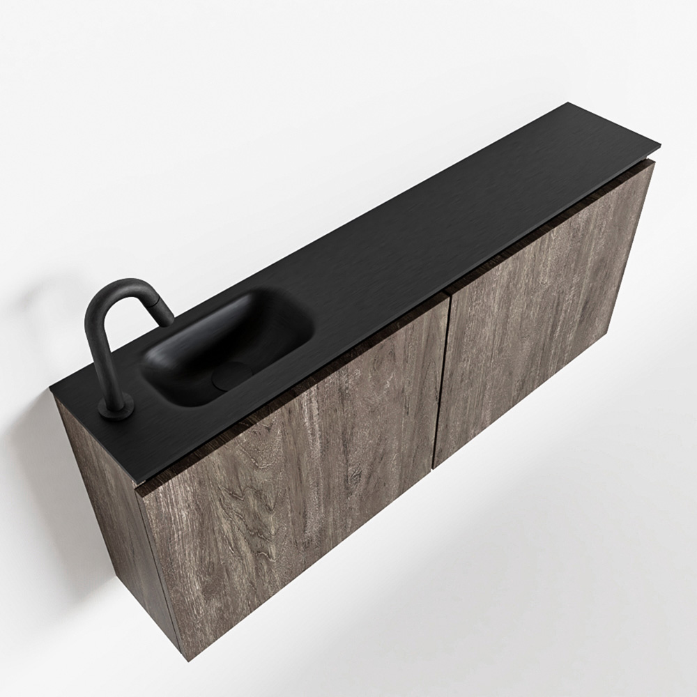 MONDIAZ TURE 120cm toiletmeubel dark brown. EDEN wastafel urban links 1 kraangat