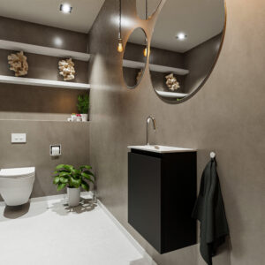 MONDIAZ TURE 40cm toiletmeubel urban. EDEN wastafel talc rechts 1 kraangat
