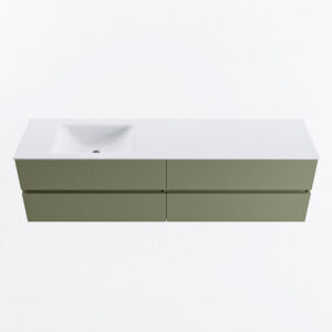 MONDIAZ VICA 180cm badmeubel onderkast Army 4 lades. Wastafel CLOUD links 1 kraangat, kleur Talc.