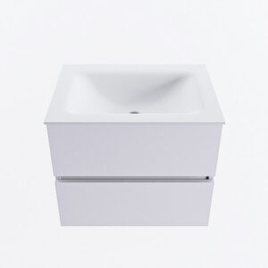 MONDIAZ VICA 60cm badmeubel onderkast Cale 2 lades. Wastafel CLOUD midden zonder kraangat, kleur Talc.