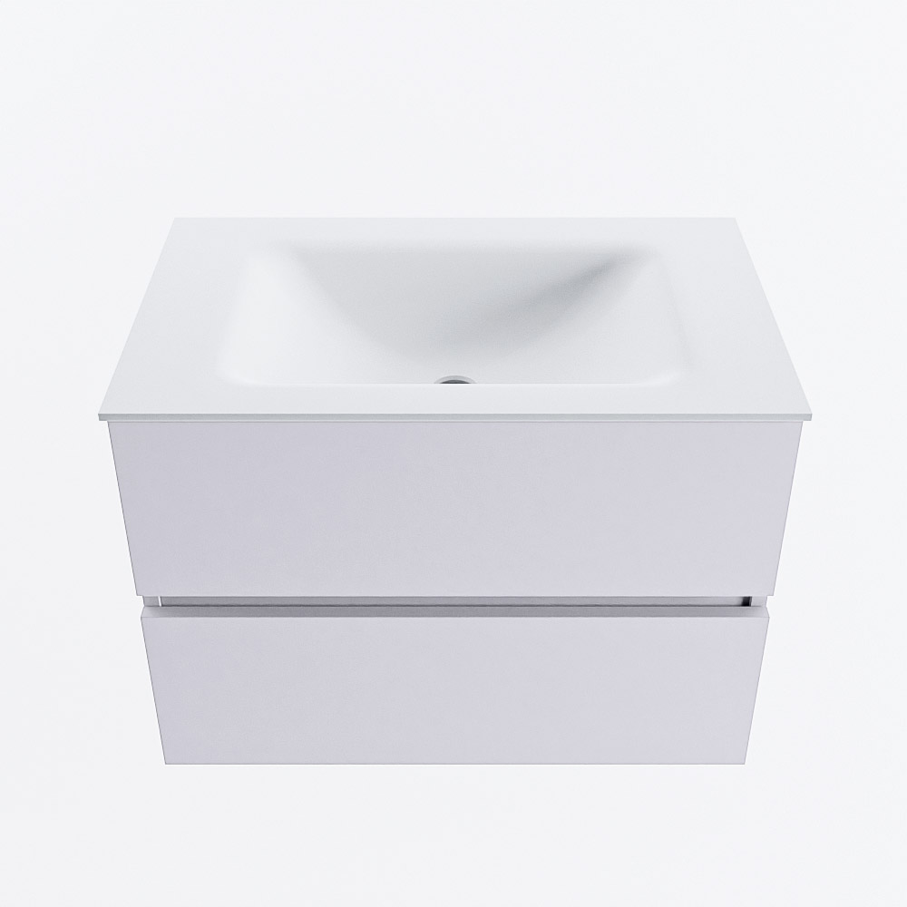 MONDIAZ VICA 70cm badmeubel onderkast Cale 2 lades. Wastafel CLOUD midden zonder kraangat, kleur Talc.