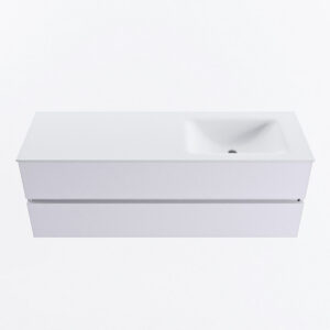 MONDIAZ VICA 140cm badmeubel onderkast Cale 2 lades. Wastafel CLOUD rechts zonder kraangat, kleur Talc.