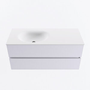 MONDIAZ VICA 110cm badmeubel onderkast Cale 2 lades. Wastafel MOON links zonder kraangat, kleur Talc.