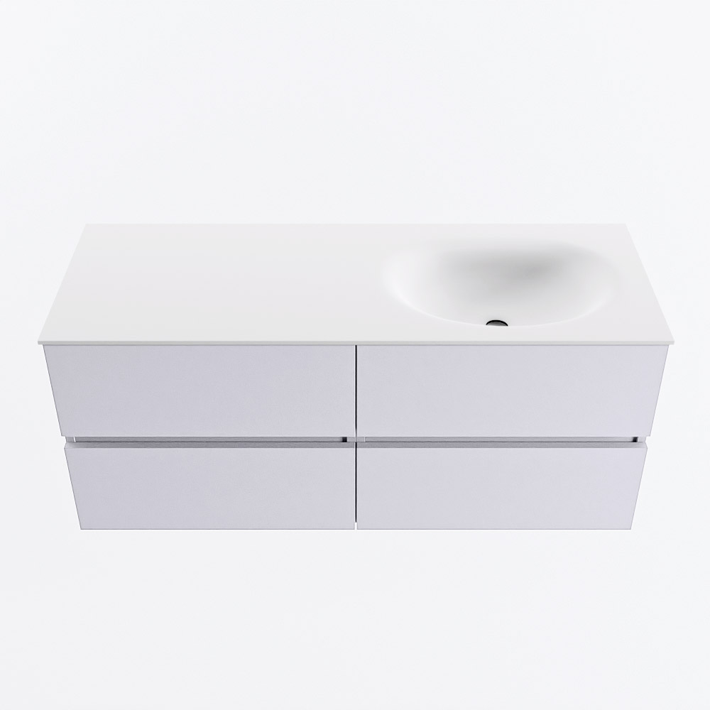 MONDIAZ VICA 120cm badmeubel onderkast Cale 4 lades. Wastafel MOON rechts 1 kraangat, kleur Talc.