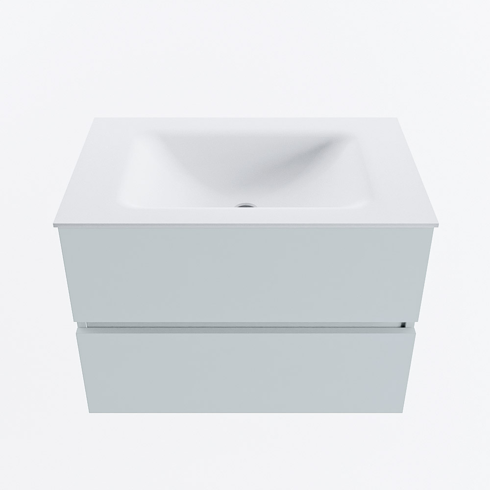 MONDIAZ VICA 70cm badmeubel onderkast Clay 2 lades. Wastafel CLOUD midden zonder kraangat, kleur Talc.