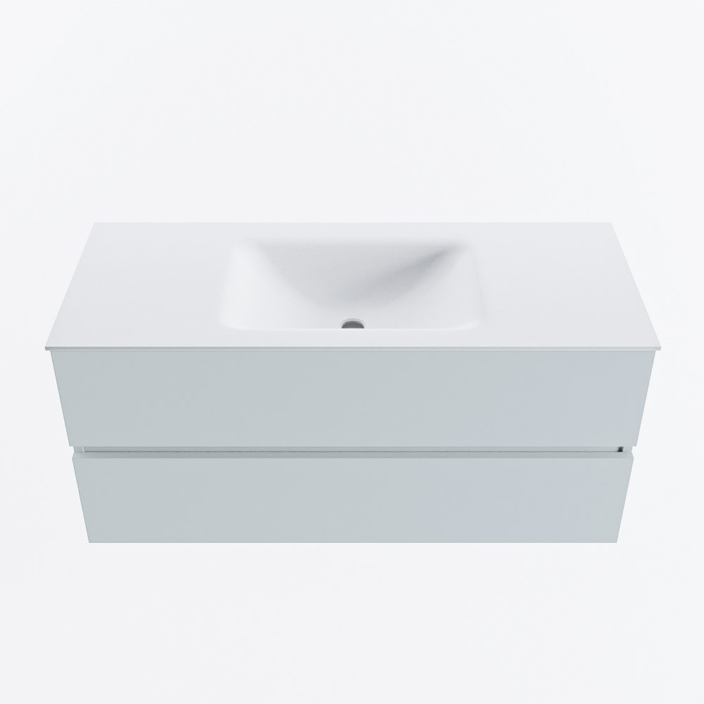 MONDIAZ VICA 110cm badmeubel onderkast Clay 2 lades. Wastafel CLOUD midden 1 kraangat, kleur Talc.