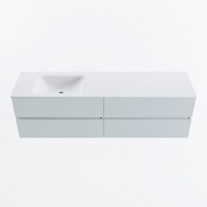 MONDIAZ VICA 170cm badmeubel onderkast Clay 4 lades. Wastafel CLOUD links zonder kraangat, kleur Talc.