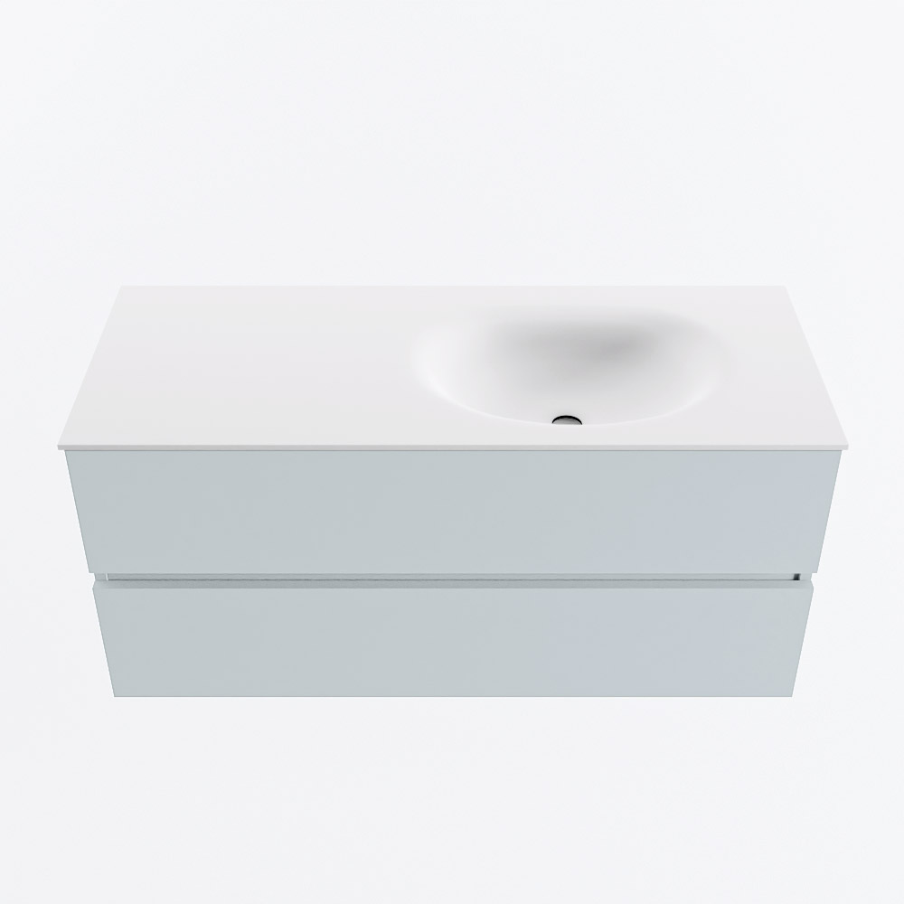 MONDIAZ VICA 110cm badmeubel onderkast Clay 2 lades. Wastafel MOON rechts 1 kraangat, kleur Talc.