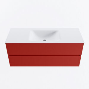 MONDIAZ VICA 120cm badmeubel onderkast Fire 2 lades. Wastafel CLOUD midden 1 kraangat, kleur Talc.