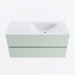 MONDIAZ VICA 100cm badmeubel onderkast Greey 2 lades. Wastafel CLOUD rechts 1 kraangat, kleur Talc.