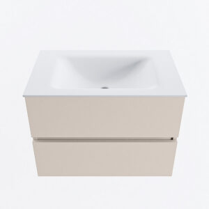 MONDIAZ VICA 70cm badmeubel onderkast Linen 2 lades. Wastafel CLOUD midden 1 kraangat, kleur Talc.