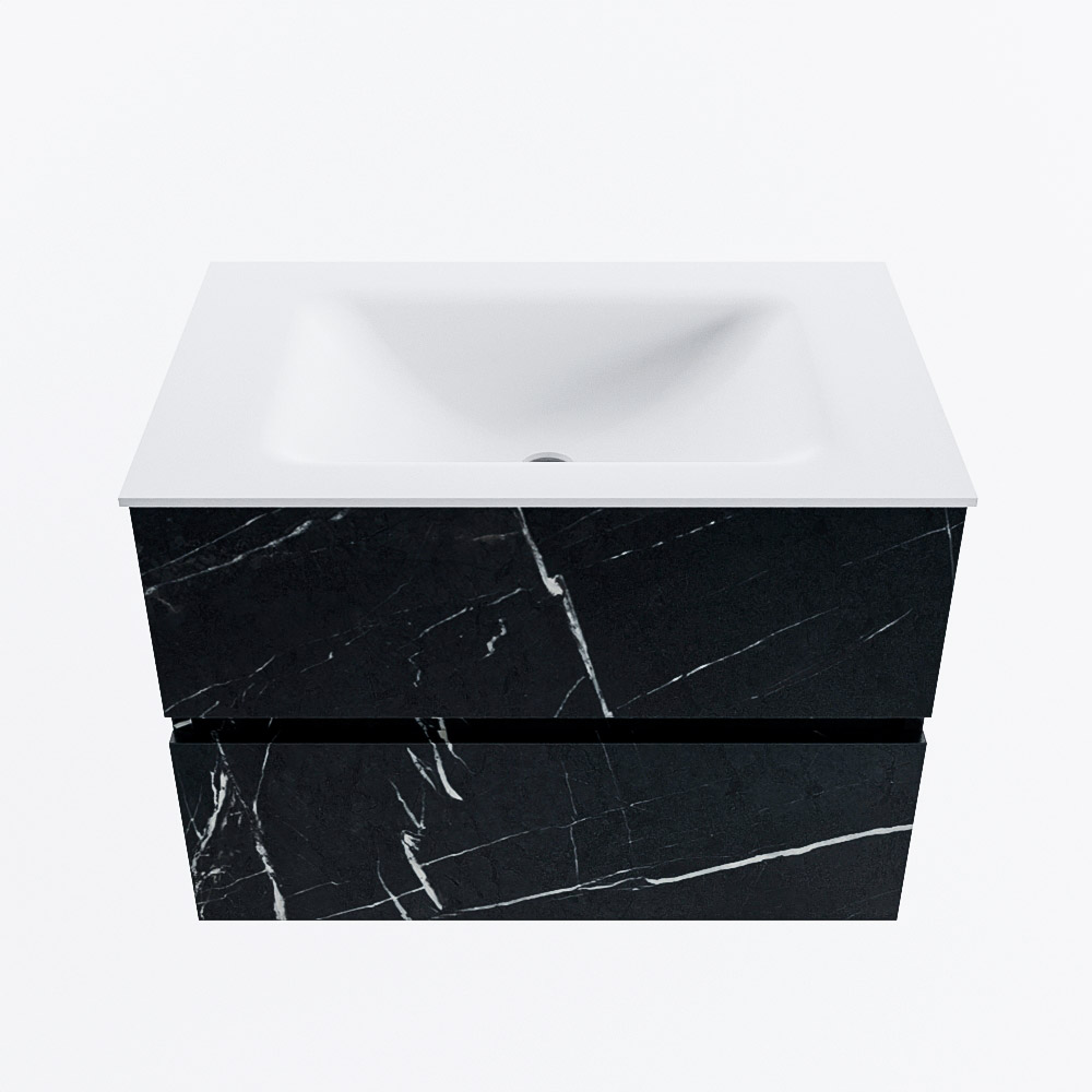 MONDIAZ VICA 70cm badmeubel onderkast Marquina 2 lades. Wastafel CLOUD midden zonder kraangat, kleur Talc.