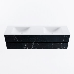 MONDIAZ VICA 170cm badmeubel onderkast Marquina 4 lades. Wastafel CLOUD dubbel 2 kraangaten, kleur Talc.