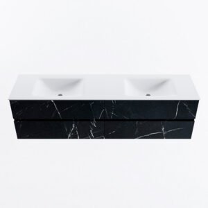 MONDIAZ VICA 180cm badmeubel onderkast Marquina 4 lades. Wastafel CLOUD dubbel 2 kraangaten, kleur Talc.