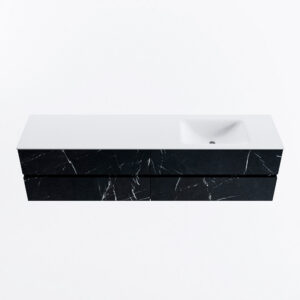 MONDIAZ VICA 190cm badmeubel onderkast Marquina 4 lades. Wastafel CLOUD rechts zonder kraangat, kleur Talc.