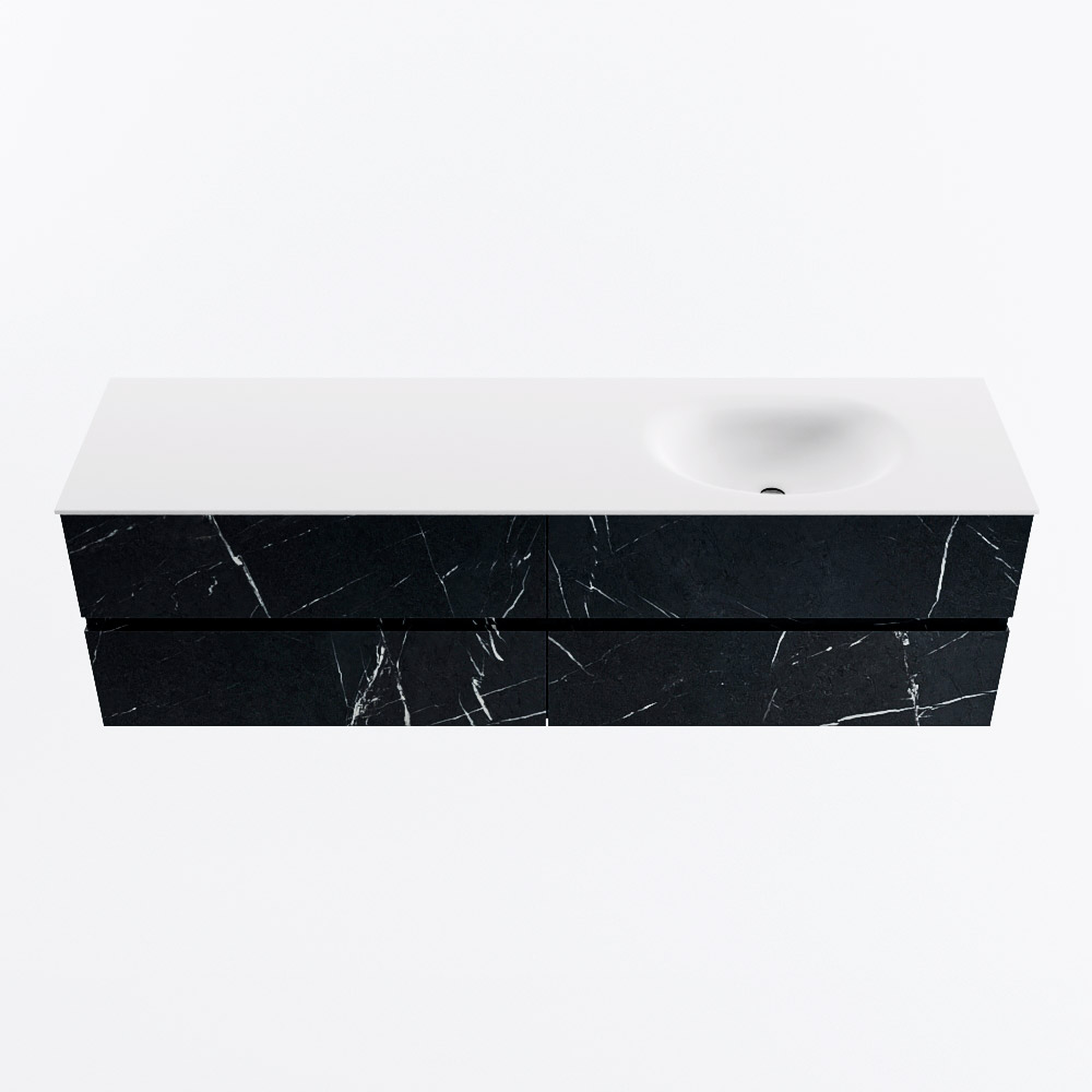 MONDIAZ VICA 170cm badmeubel onderkast Marquina 4 lades. Wastafel MOON rechts zonder kraangat, kleur Talc.