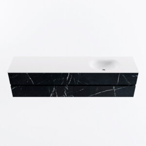 MONDIAZ VICA 200cm badmeubel onderkast Marquina 4 lades. Wastafel MOON rechts zonder kraangat, kleur Talc.