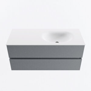 MONDIAZ VICA 110cm badmeubel onderkast Plata 2 lades. Wastafel MOON rechts zonder kraangat, kleur Talc.