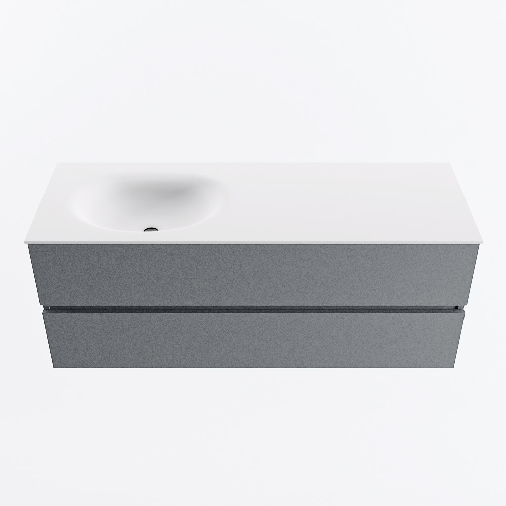 MONDIAZ VICA 130cm badmeubel onderkast Plata 2 lades. Wastafel MOON links zonder kraangat, kleur Talc.