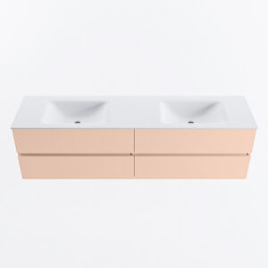 MONDIAZ VICA 180cm badmeubel onderkast Rosee 4 lades. Wastafel CLOUD dubbel 2 kraangaten, kleur Talc.