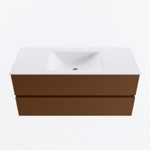 MONDIAZ VICA 110cm badmeubel onderkast Rust 2 lades. Wastafel CLOUD midden 1 kraangat, kleur Talc.